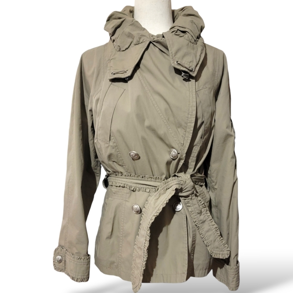Laundry by Shelli Segal 100% Cotton Anorak Utility Jacket Olive Military Green,M